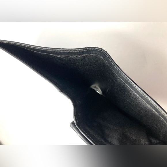 GUCCI 1990s GG MONOGRAM PVC LEATHER WALLET GOLD PLATE BIFOLD BLACK - Picture 5 of 9